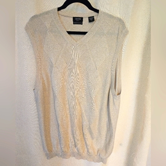Izod Cream V-Neck Sweater Vest - Picture 1 of 3